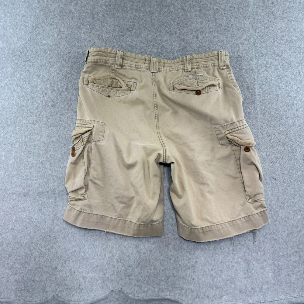 Polo Ralph Lauren Cargo Shorts Mens 36 Khaki Tan Distressed Cotton Utility Y2K